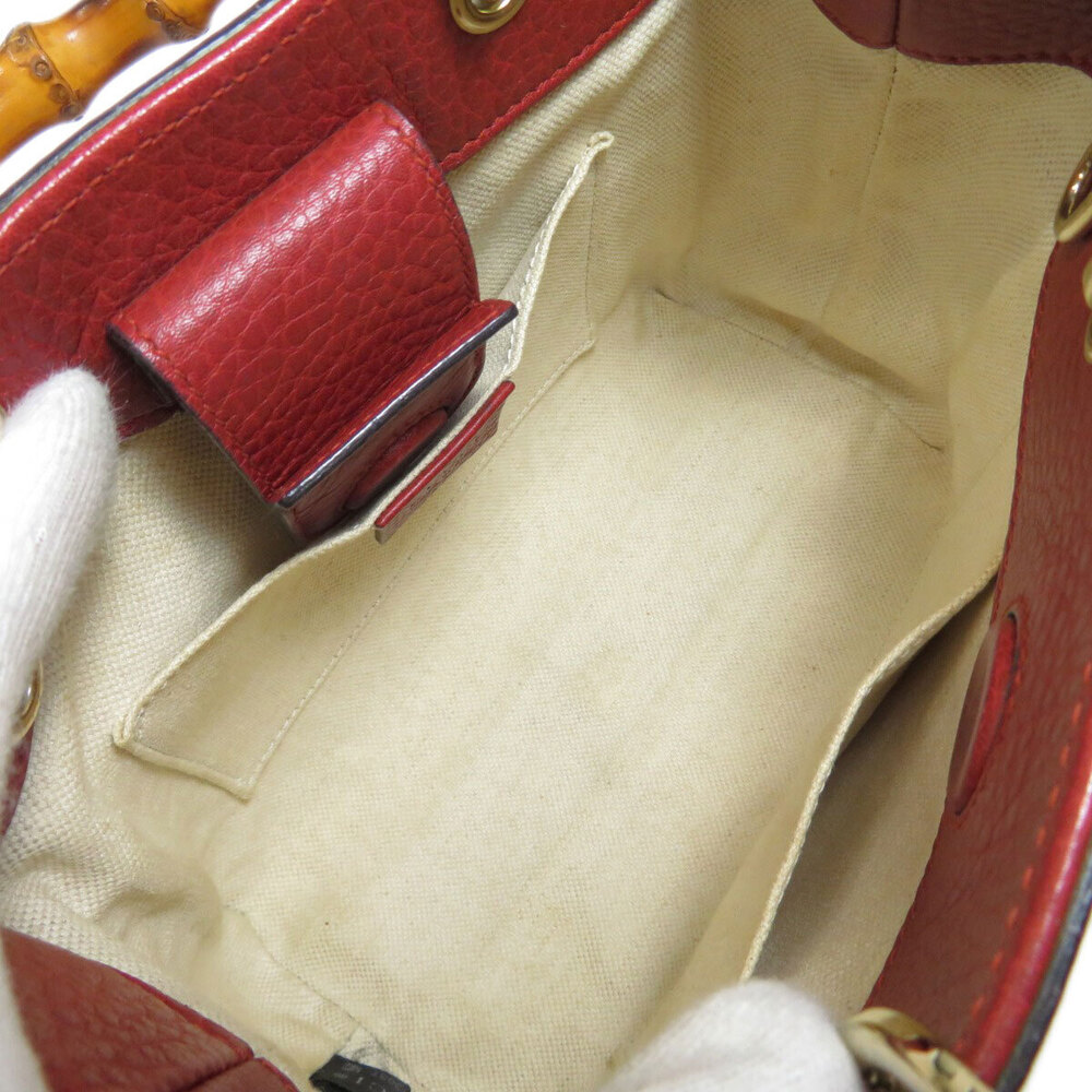 Gucci Bamboo 2way Handbag Calfskin Red - Picture 5 of 11